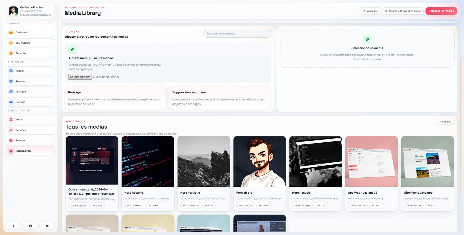 Admin media librairy